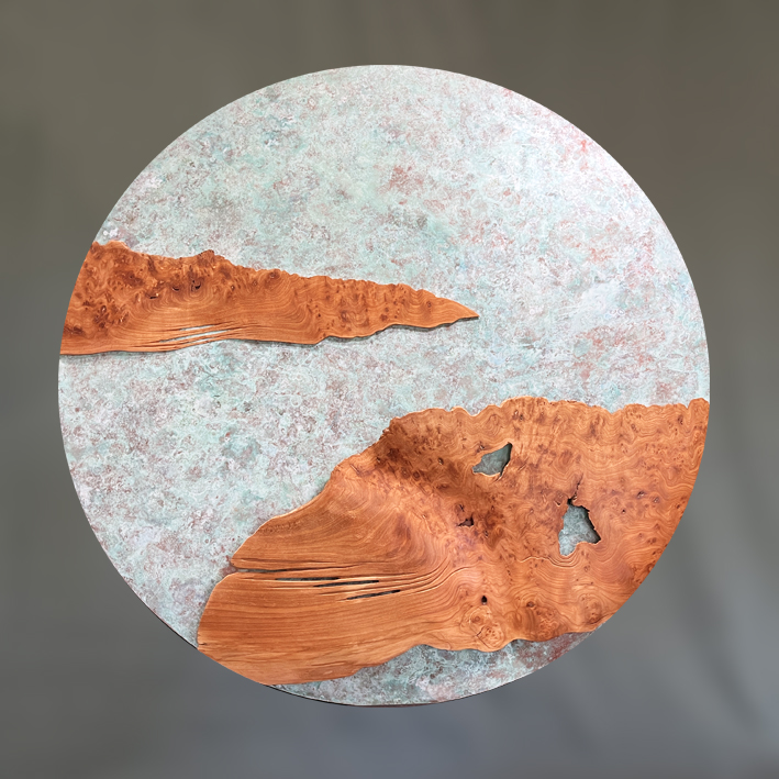 yugen en loupe d'orme et cuivre oxydé 100