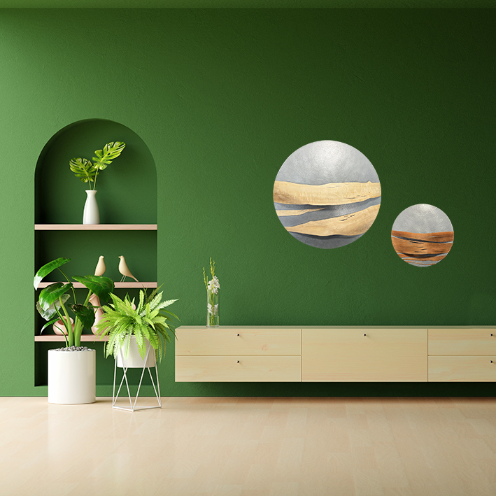 Wall panel in beech and zinc.