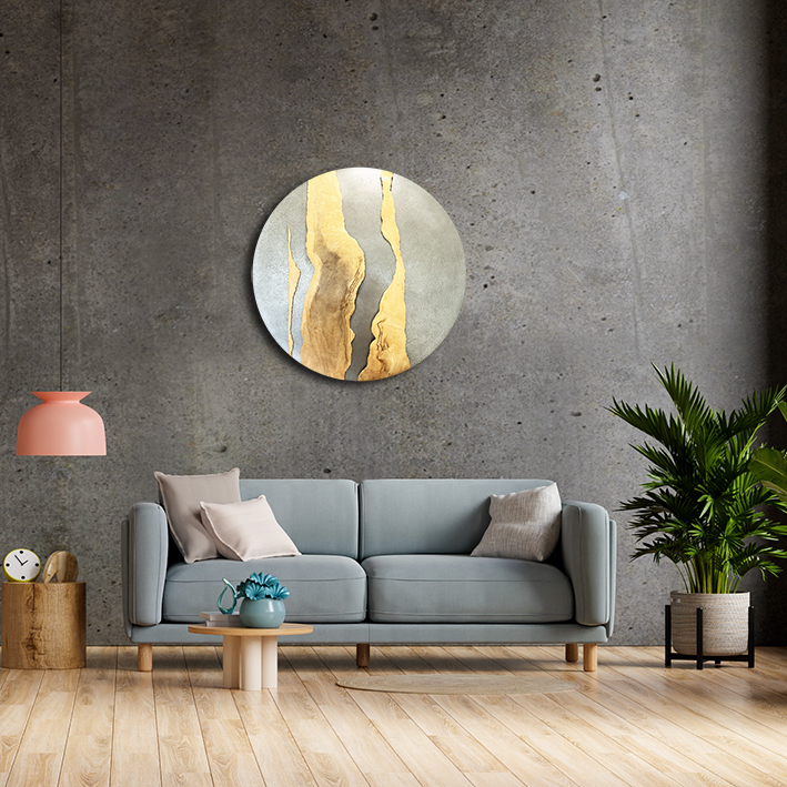 Wall panel in linen and zinc